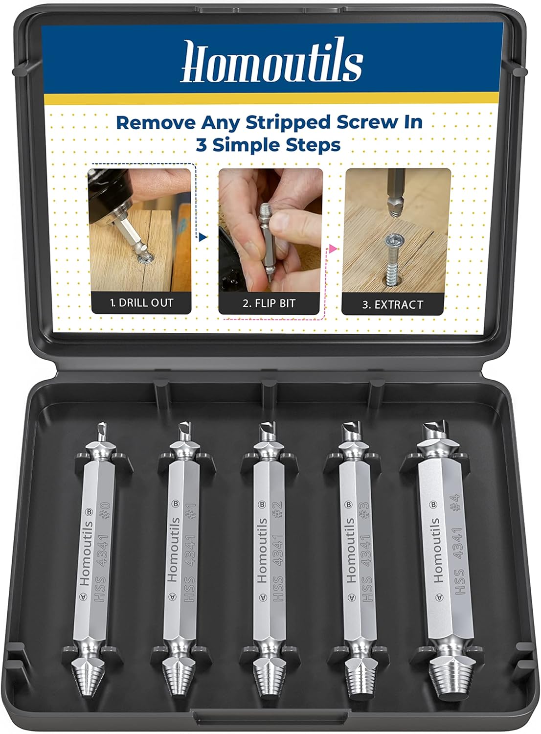 05 Pcs Damaged Screw Extractor Kit Stripped Screw Extractor Set DIY Hand Tools Gadgets Gifts for Men,Broken Bolt Extractor Screw Remover