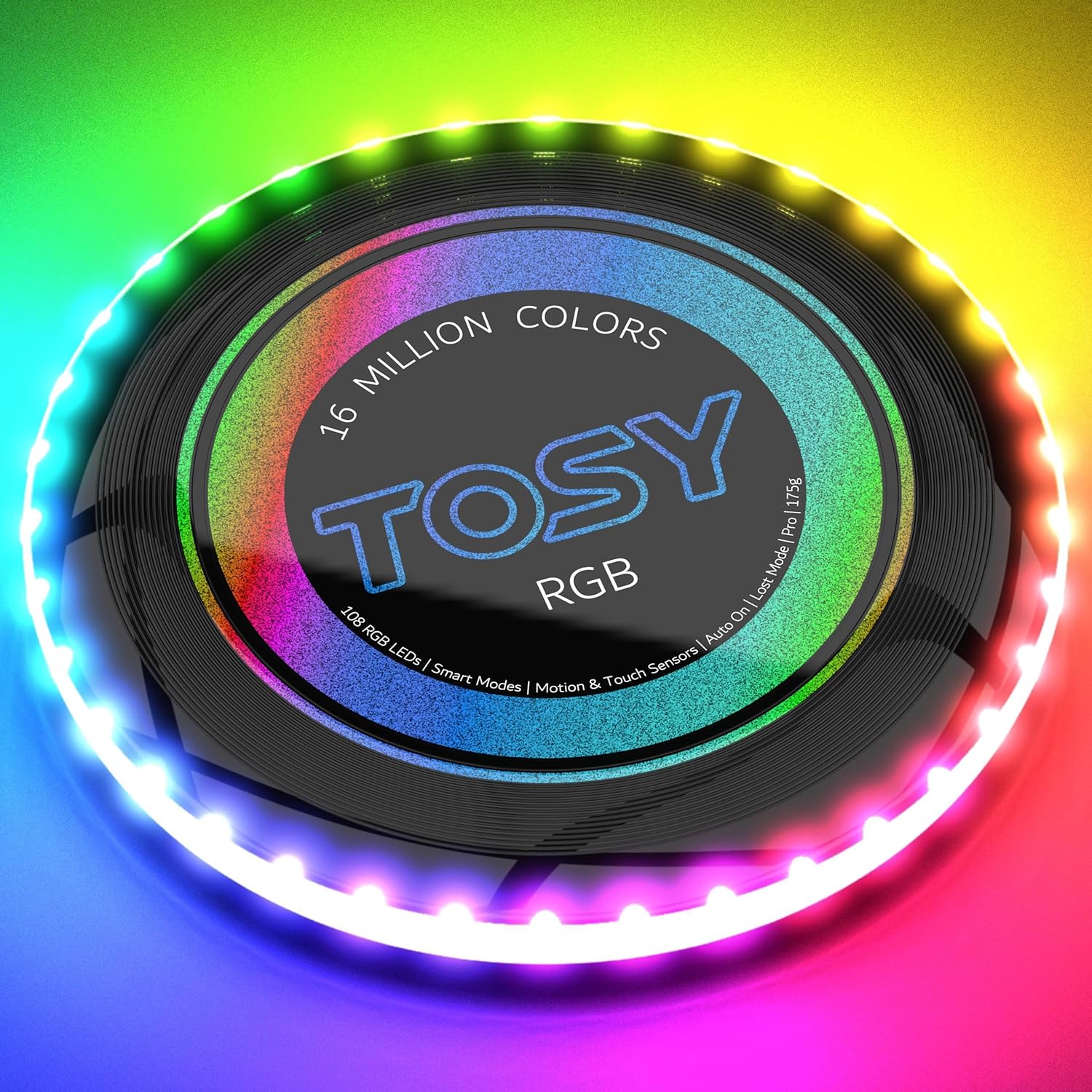 Flying Disc - 16 Million Color RGB or 36 or 360 LEDs, Extremely Bright, Smart Modes, Auto Light Up, Rechargeable, Birthday Gift, Easter Basket Stuffers